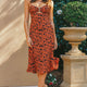 Melancholy Resin Buckle Midi Dress Floral Print Orange