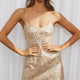 Rome Calling Sequin And Embroidery Scalloped Hem Dress Gold