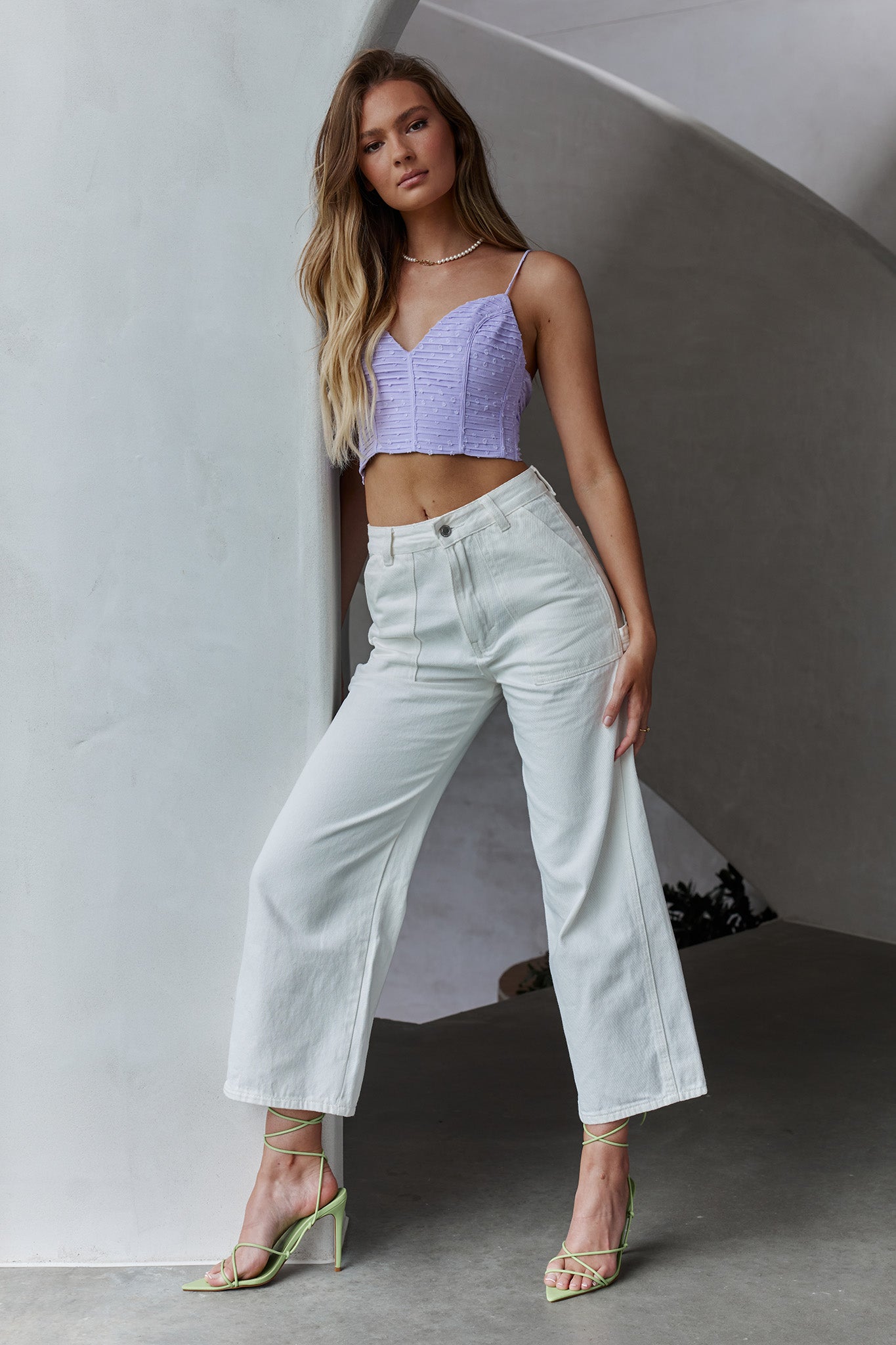 Sunshine Lover Sweetheart Neckline Tied Back Crop Top Lilac by Selfie Leslie