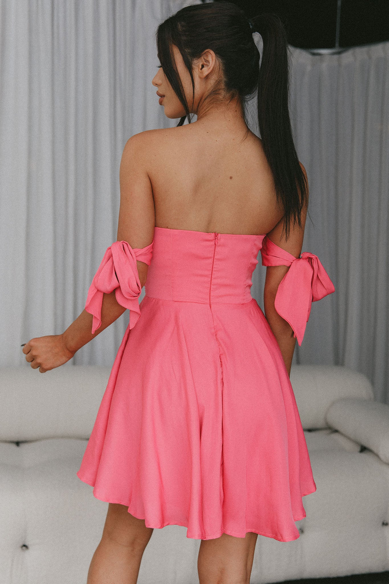 One Sweet Day Off Shoulder A-Line Dress Hot Pink One Sweet Day Off Shoulder A-Line Dress Hot Pink