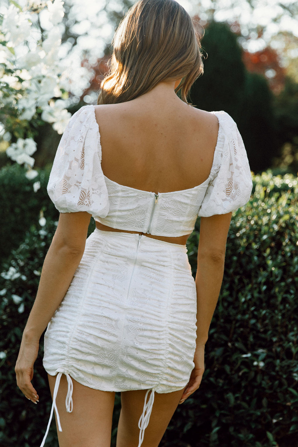 Love Song Puff Sleeve Lace Crop Top White by Selfie Leslie