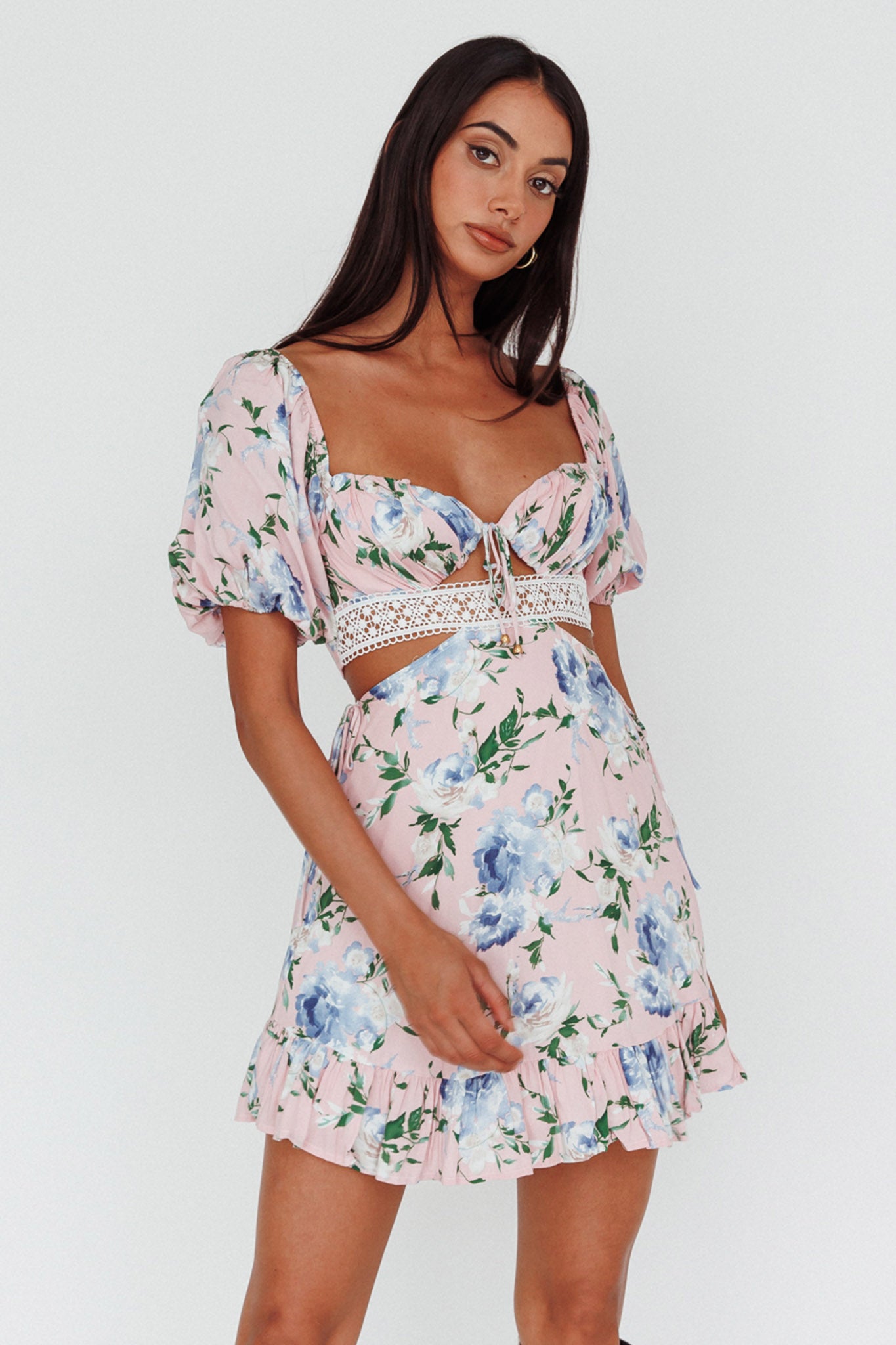 Sweet Romance Cut-Out Mini Dress Pink by Selfie Leslie