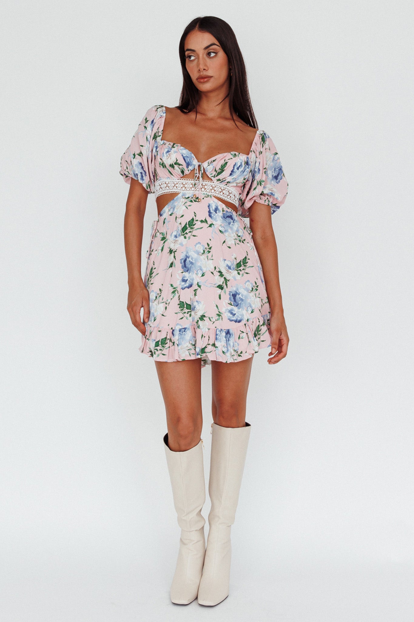 Sweet Romance Cut-Out Mini Dress Pink by Selfie Leslie