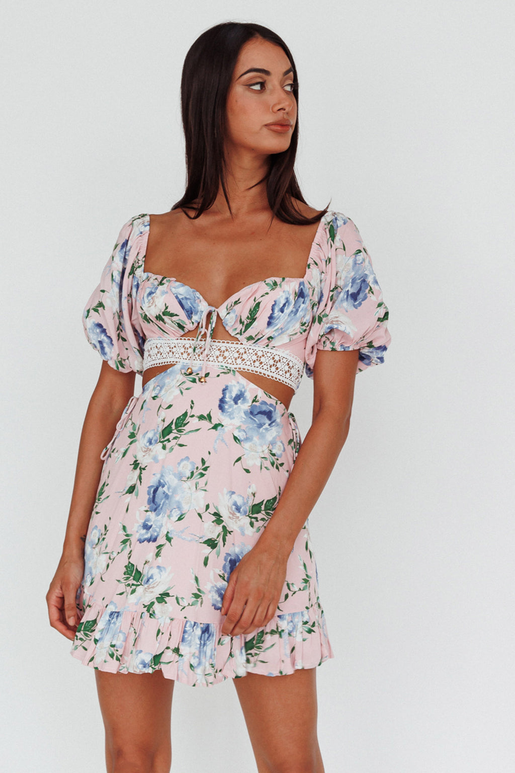 Sweet Romance Cut-Out Mini Dress Pink by Selfie Leslie
