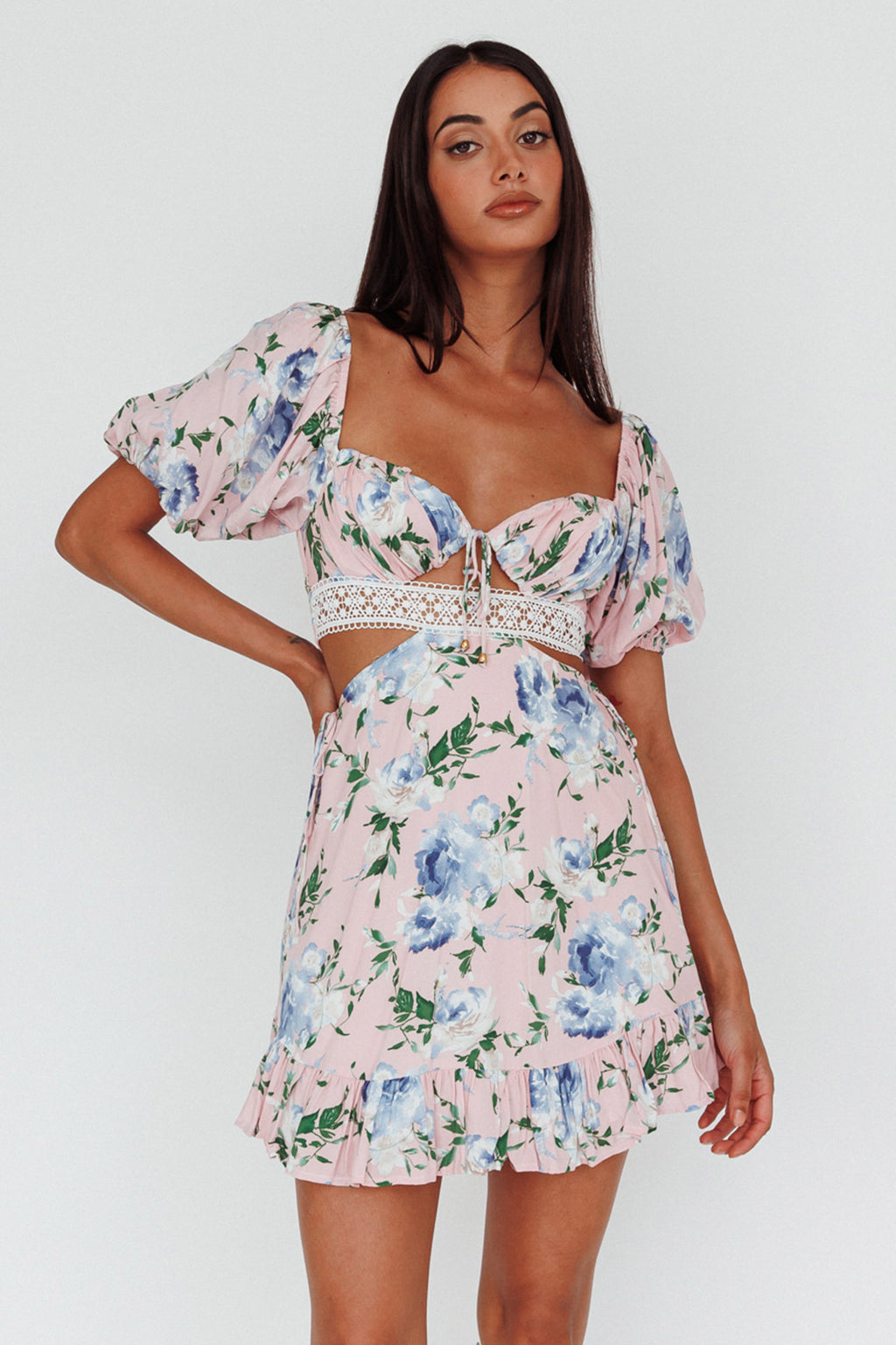 Sweet Romance Cut-Out Mini Dress Pink