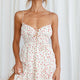 Josephina Lace-Up Front Cami Strap Mini Dress Floral Print White