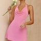 Champagne Showers Halterneck Slip Jersey Mini Dress Hot Pink