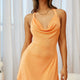 Champagne Showers Halterneck Slip Jersey Mini Dress Neon Orange