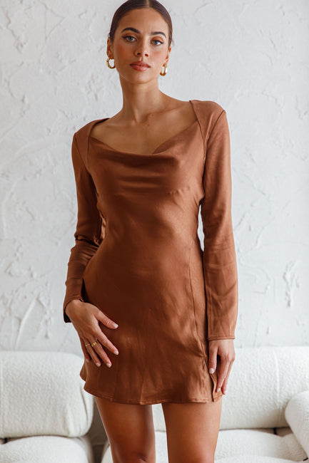 Champs Elysees Long Sleeve Open Back Mini Dress Peach