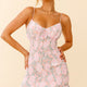 Palisades Spaghetti Strap Shirred Bodice Dress Floral Print Nude/Pink