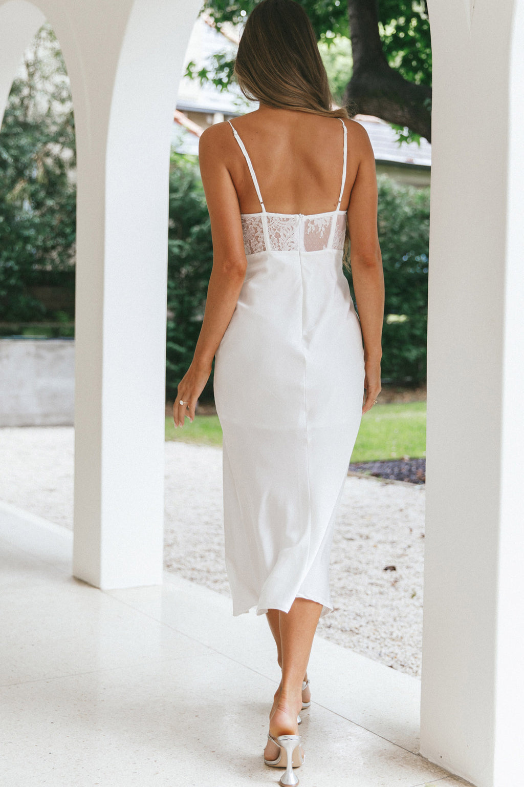 Trophy Lace Bodice Midi Dress Ivory by Selfie Leslie