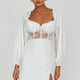 Trophy Long Sleeve Lace Bodice Midi Dress White
