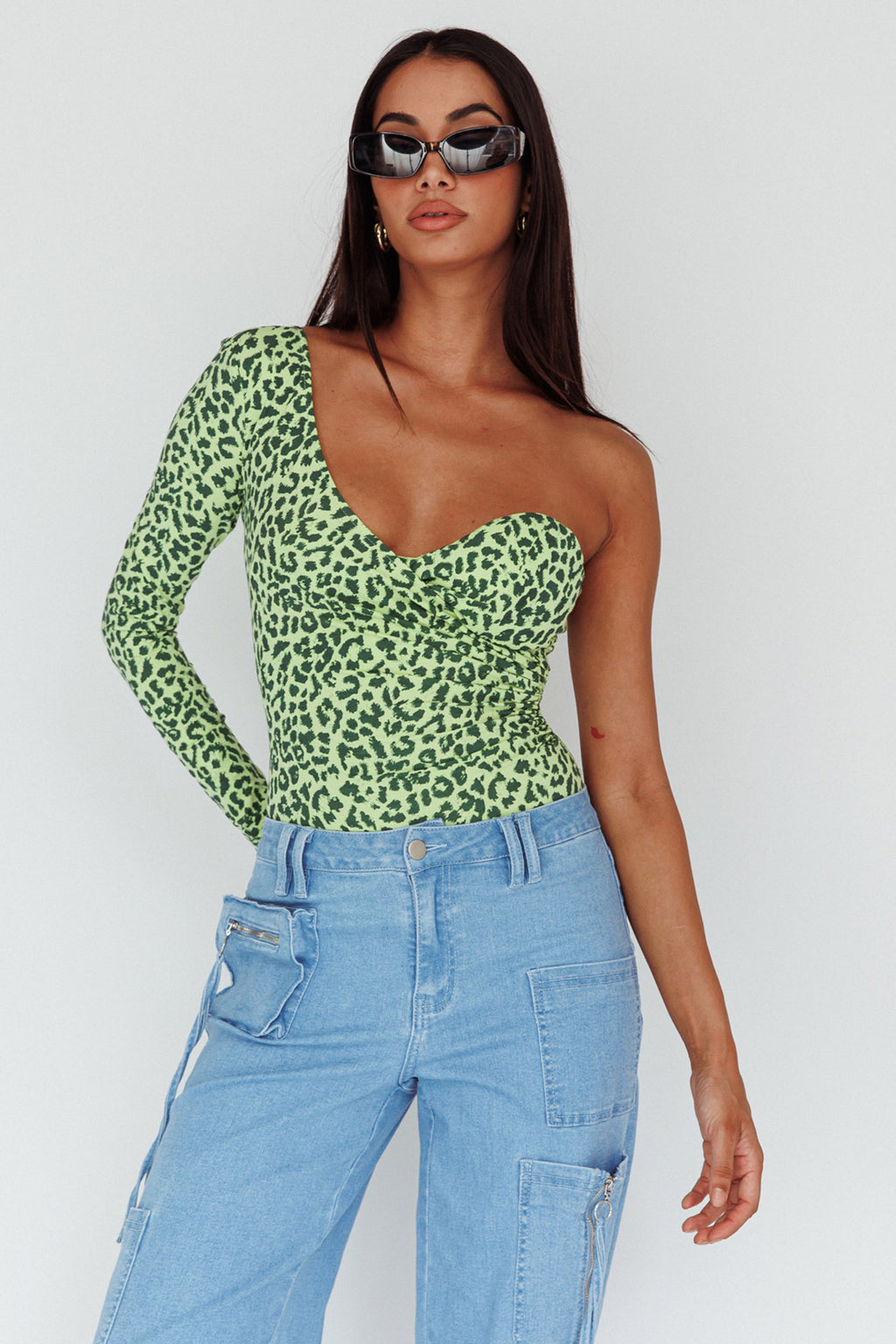 Fifi One Sleeve Bodysuit Leopard Apple by Selfie Leslie