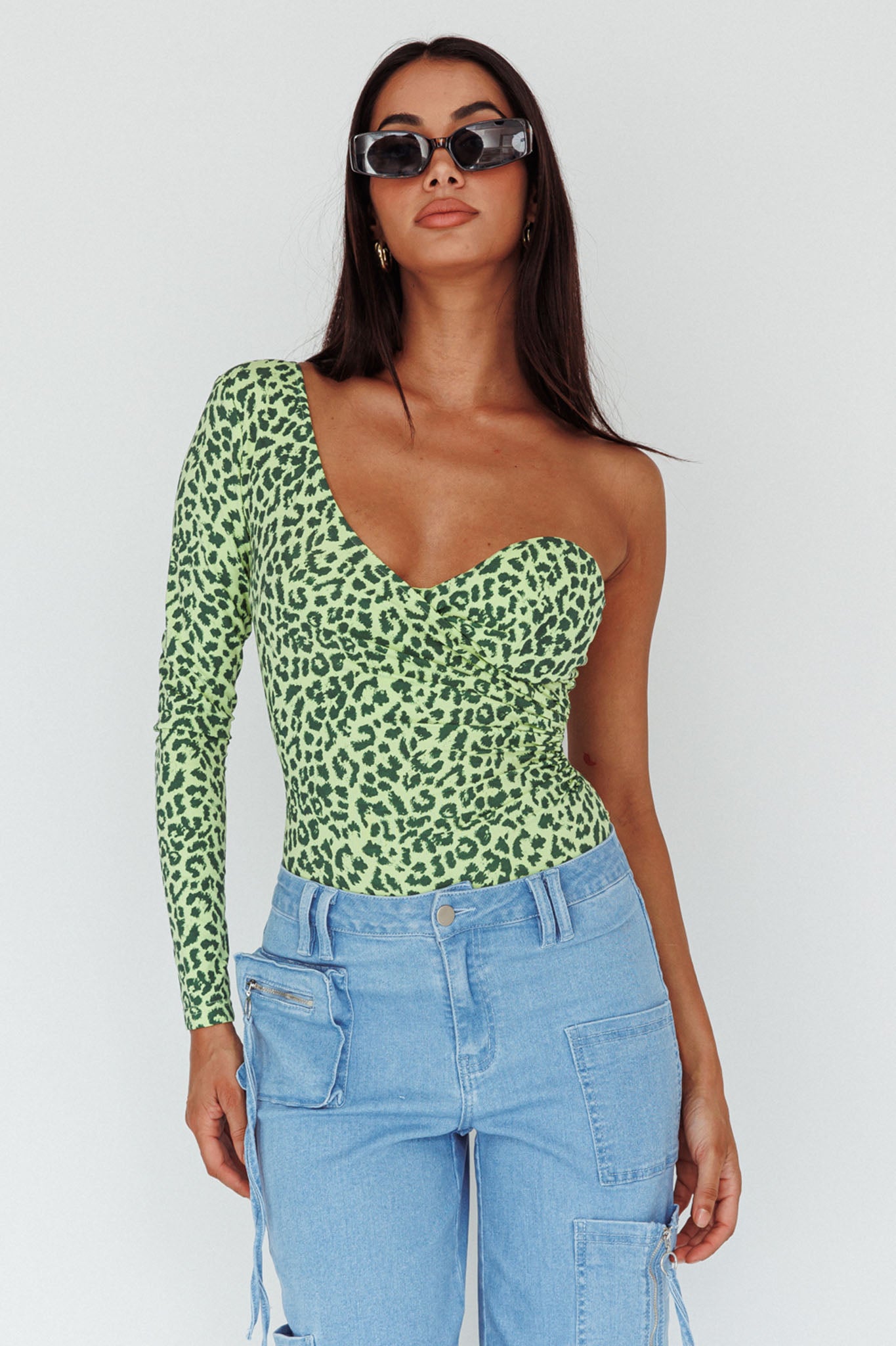 Fifi One Sleeve Bodysuit Leopard Apple by Selfie Leslie