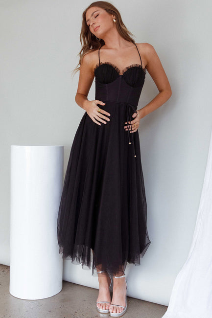 Smitten Sweetheart Neckline Chiffon Midi Dress White main image 0