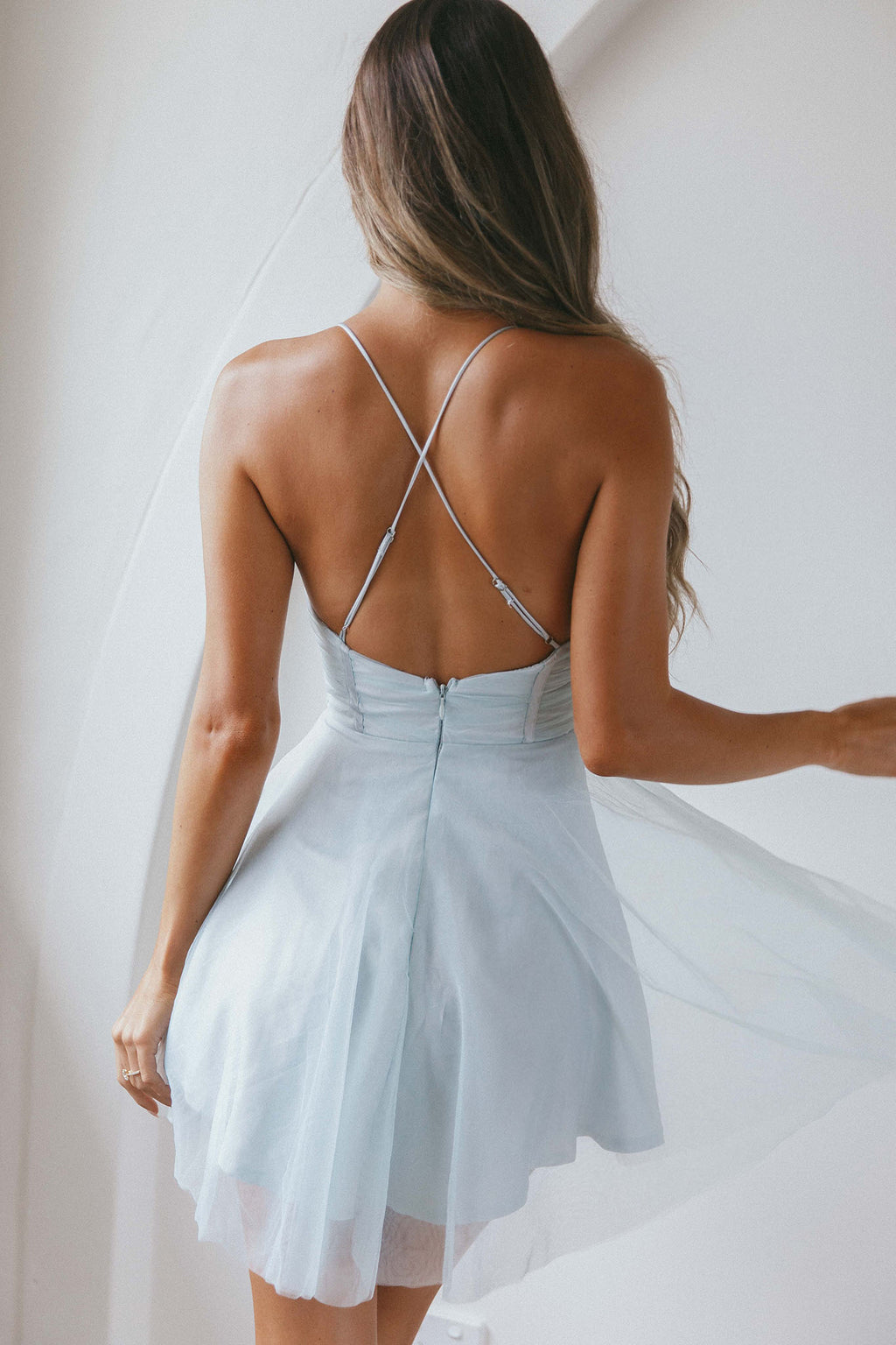 Smitten Sweetheart Neckline Chiffon Mini Party Dress Pistachio by Selfie Leslie