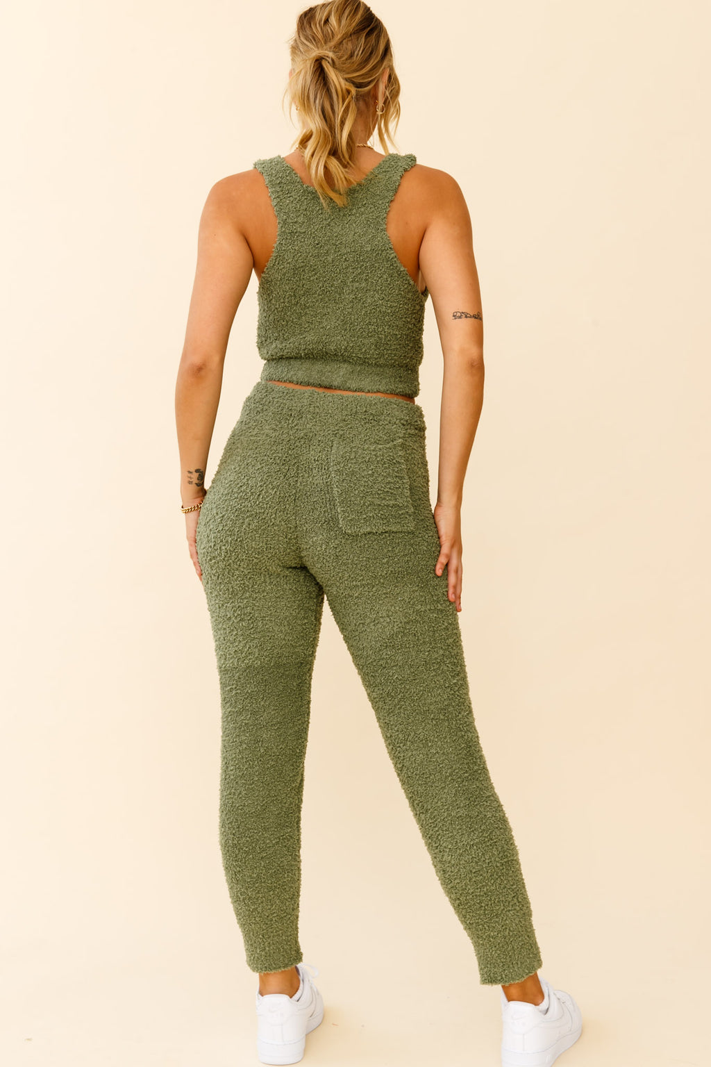 My Girl Fuzzy Knit Jogger Pants Sage by Selfie Leslie