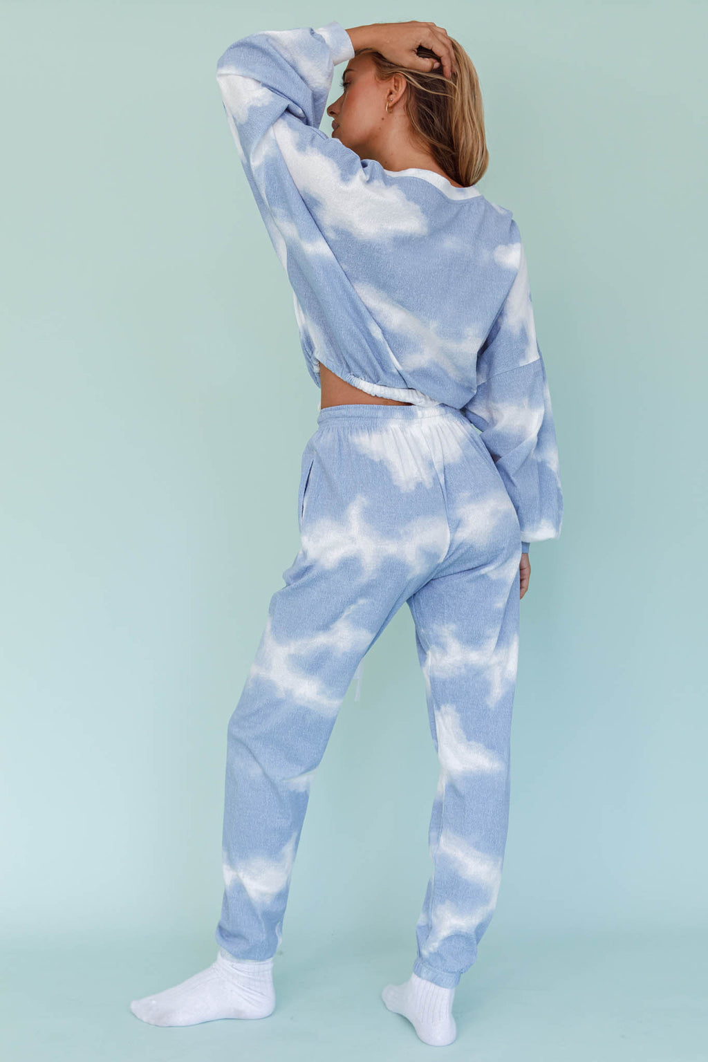 Low Key Drawstring Ribbed Pants Blue by Selfie Leslie