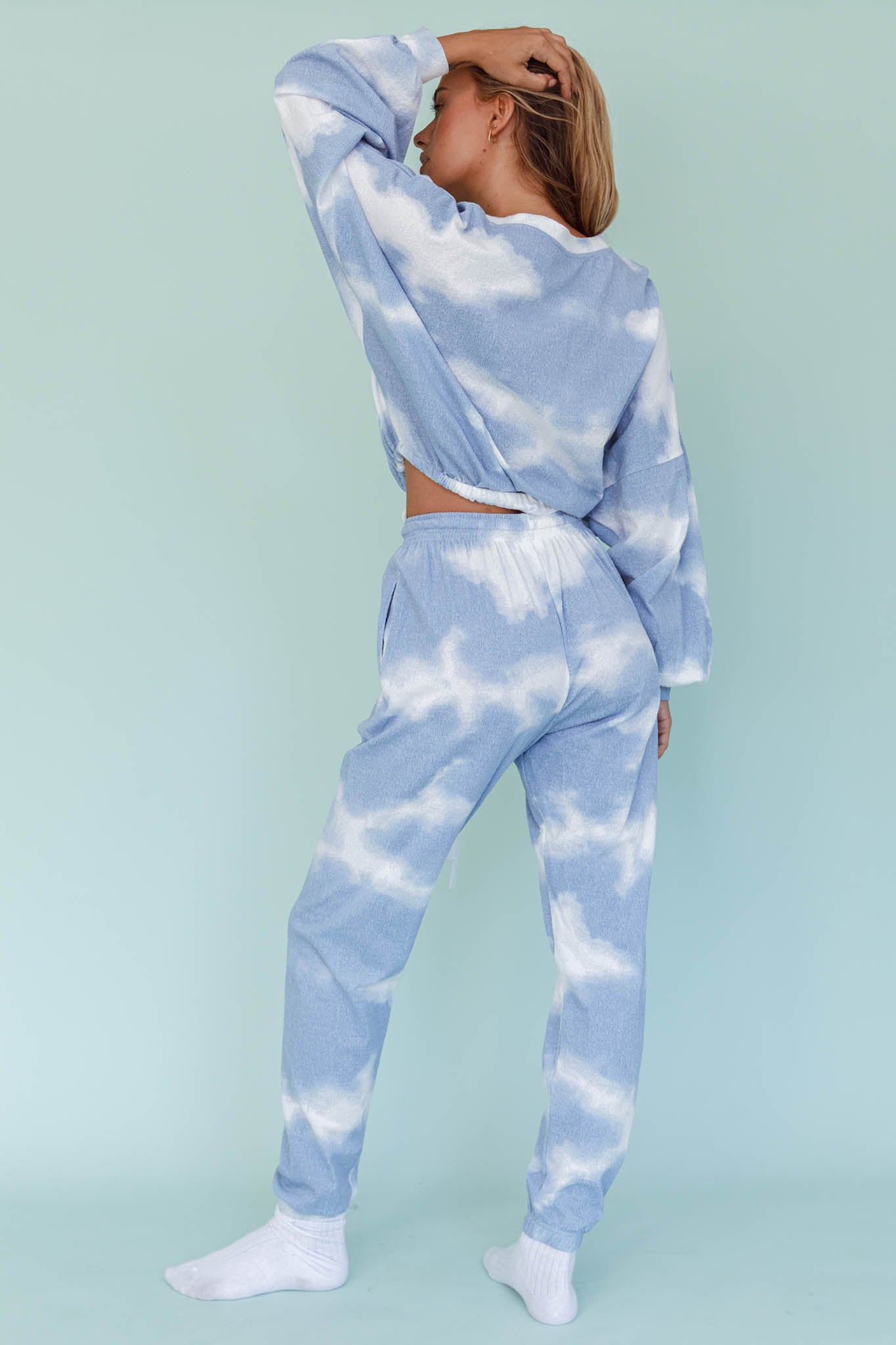 Low Key Drawstring Ribbed Pants Blue by Selfie Leslie