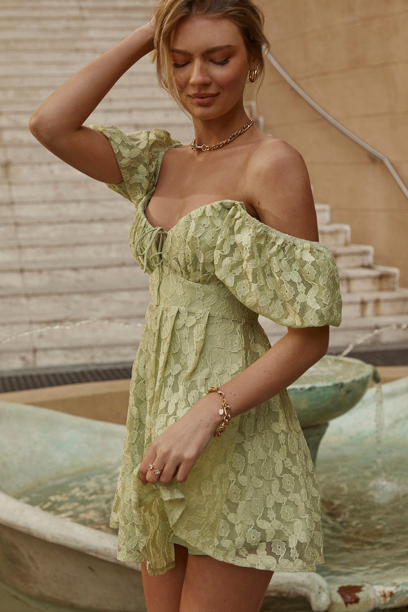 green lace overlay dress Reinhart Lace Overlay Mini Dress Jade Green