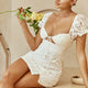 Norma Jean Puff Sleeve Cut-Out Bust Lace Mini Dress White