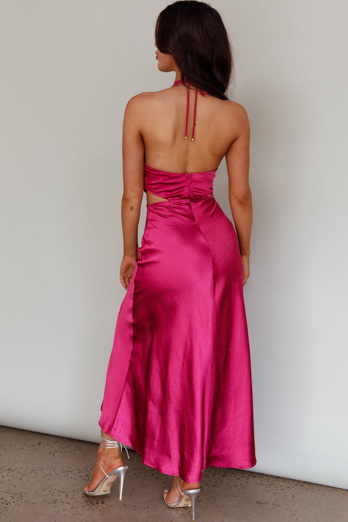 Social Butterfly Cut-Out Waist Midi Dress Fuchsia by Selfie Leslie