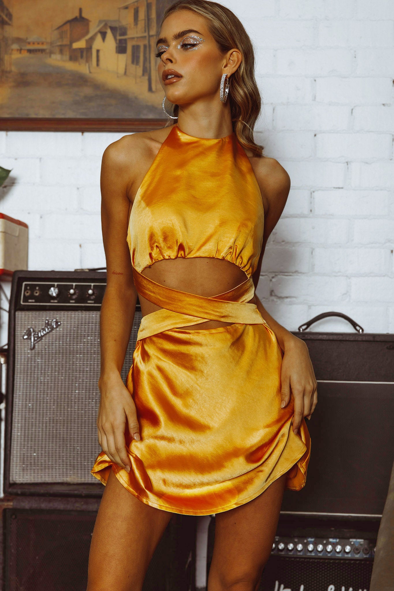 Social Butterfly Cut-Out Waist Mini Dress Mango by Selfie Leslie