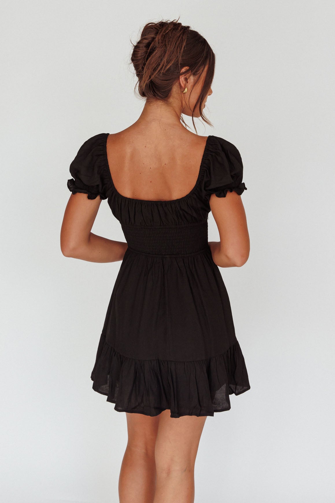Amilie Shirred Waist Sundress Black Amilie Shirred Waist Sundress Black