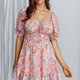 Carlina Shirred Waist Mini Dress Swirl Pink