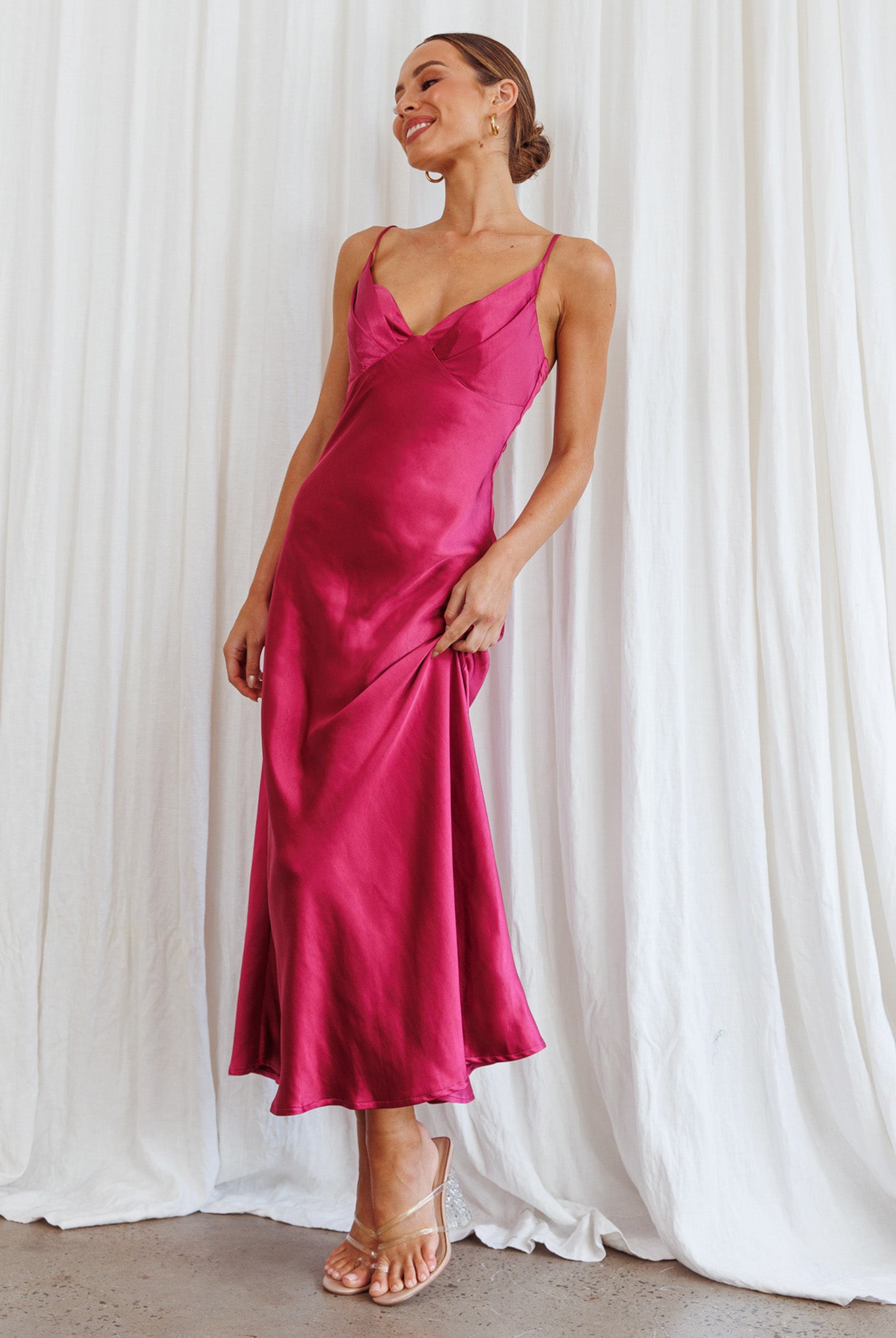fuchsia midi dress Ribbed Mock Neck Long Sleeve while the sheer mesh overlay adds a delicate Baltic Born Womens Fernanda Midi