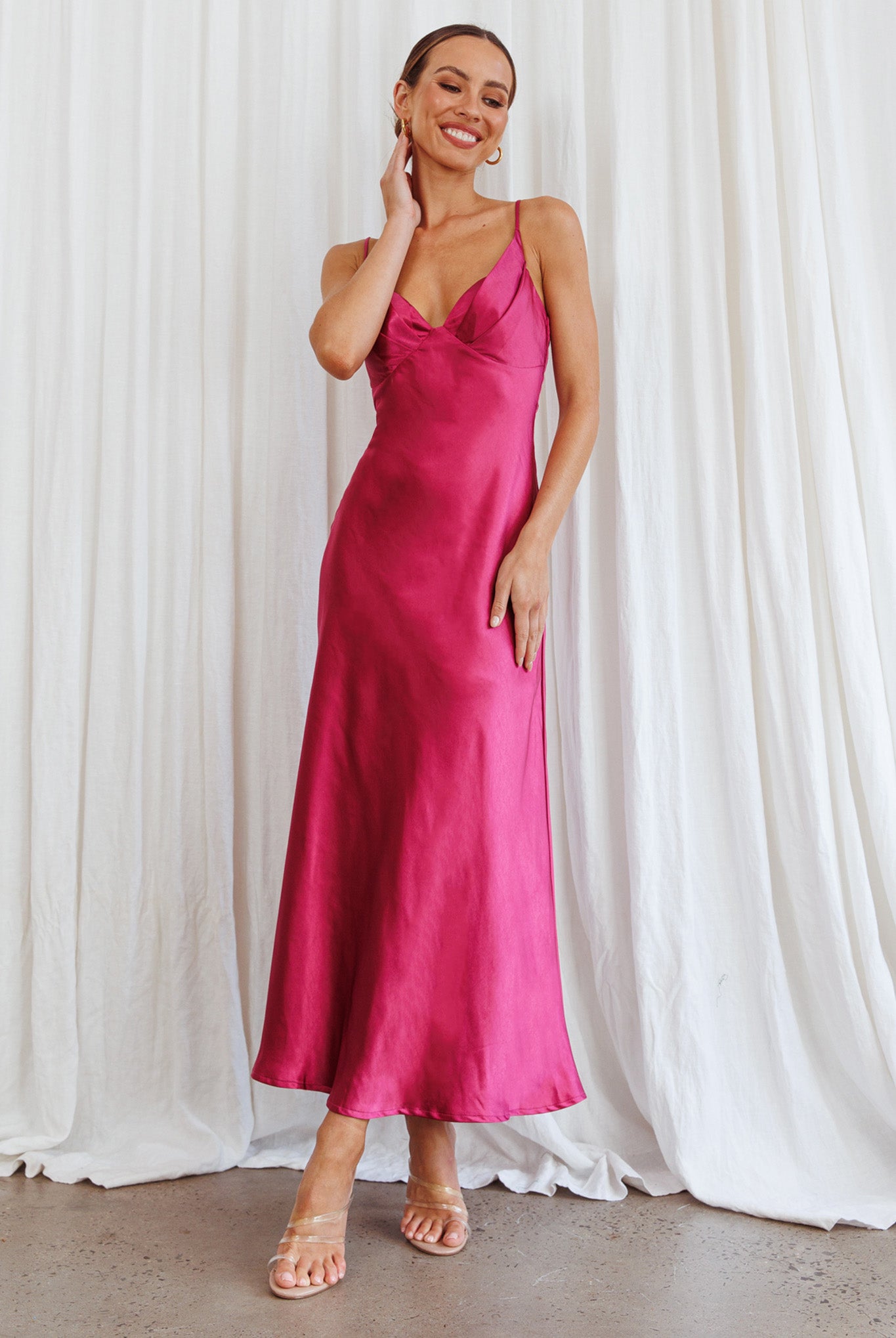 midi infinity dress Infinity Pintuck Bust Midi Dress Fuchsia