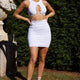 St. Barts Drawstring Bust Cut-Out Bodice Mini Dress White