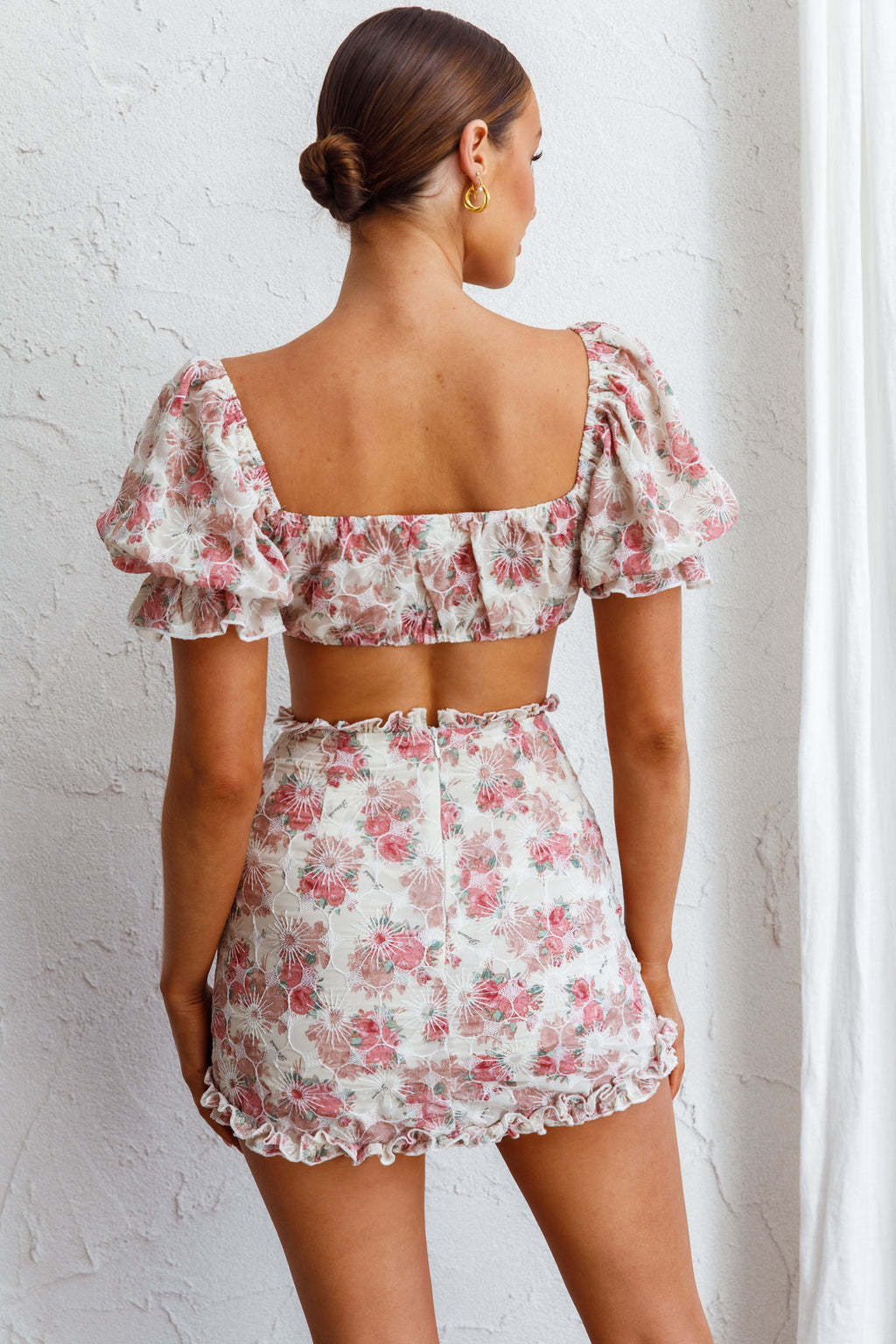 April Flowers Frill Mini Skirt Floral Red by Selfie Leslie