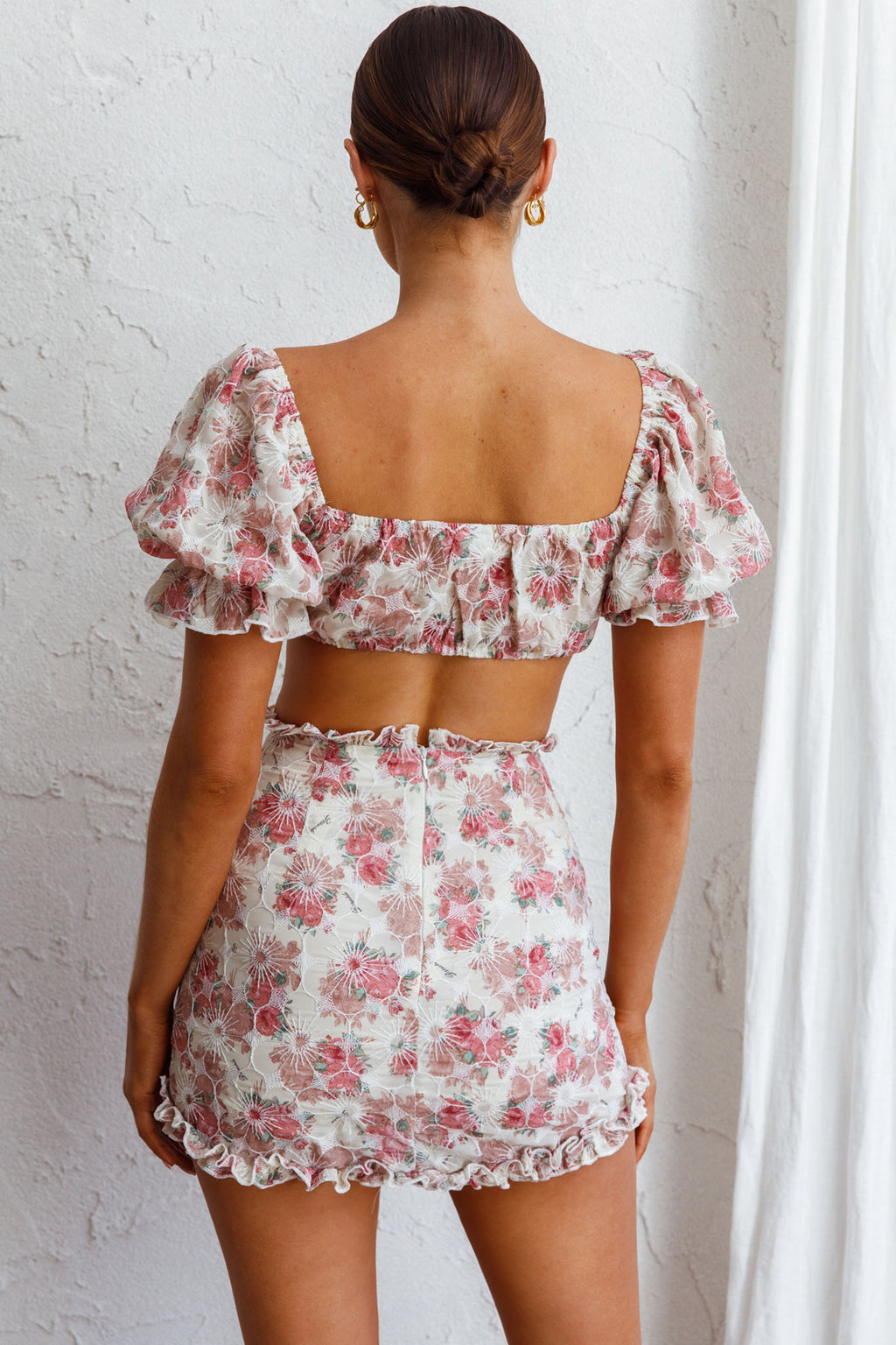 April Flowers Frill Mini Skirt Floral Red by Selfie Leslie