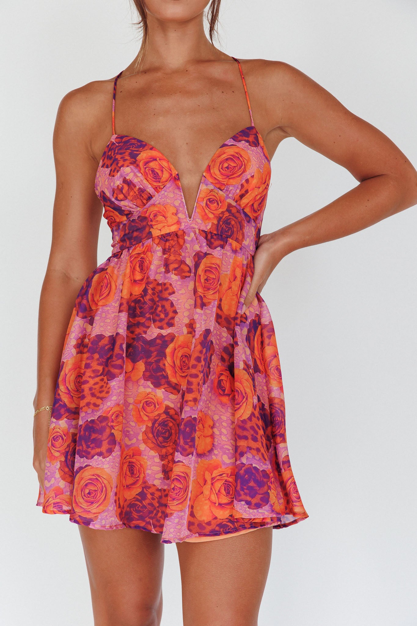 Le Jardins A-Line Mini Dress Roses Red by Selfie Leslie