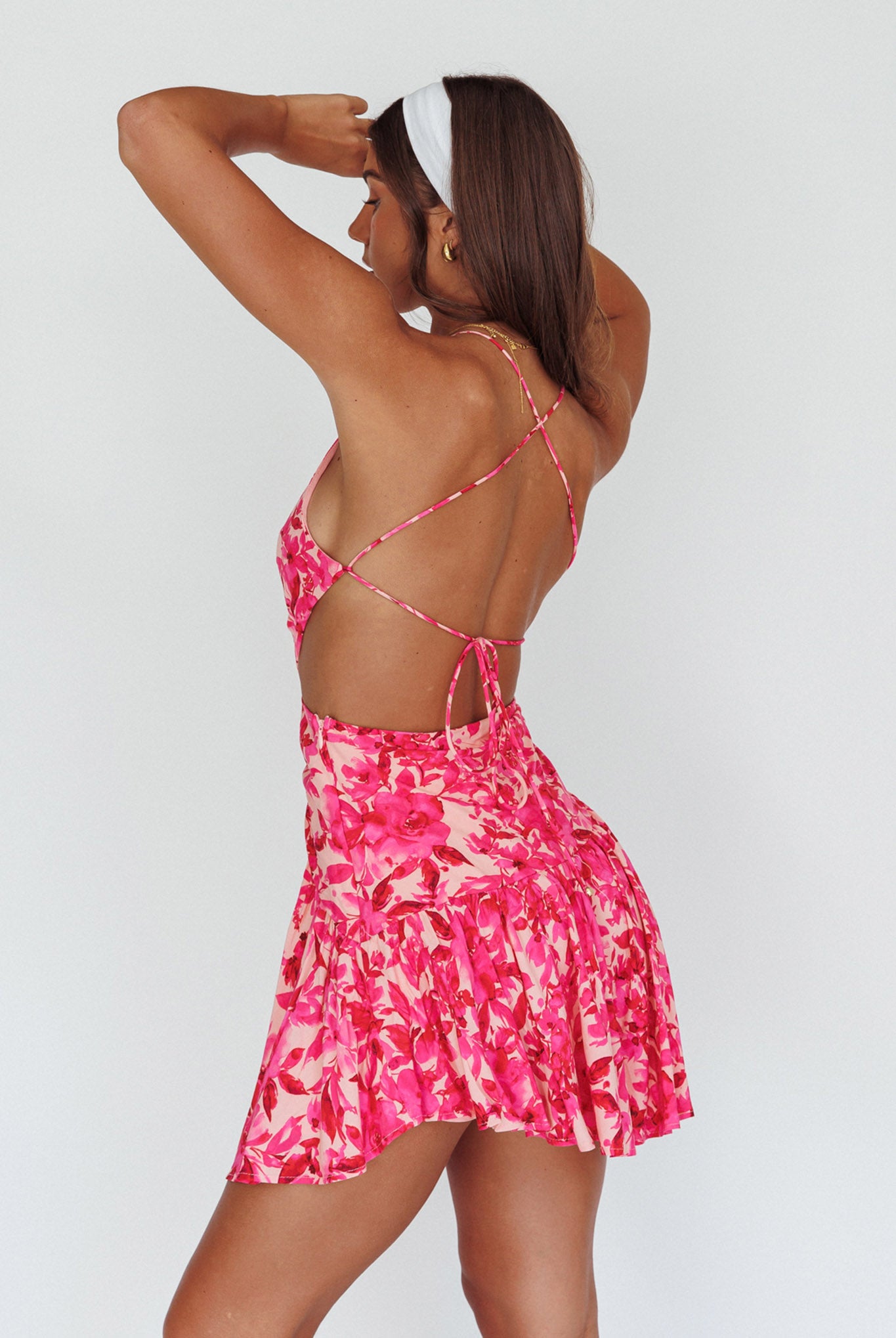 Destination Open Back Mini Dress Floral Pink - XL Destination Open Back Mini Dress Floral Pink - XL