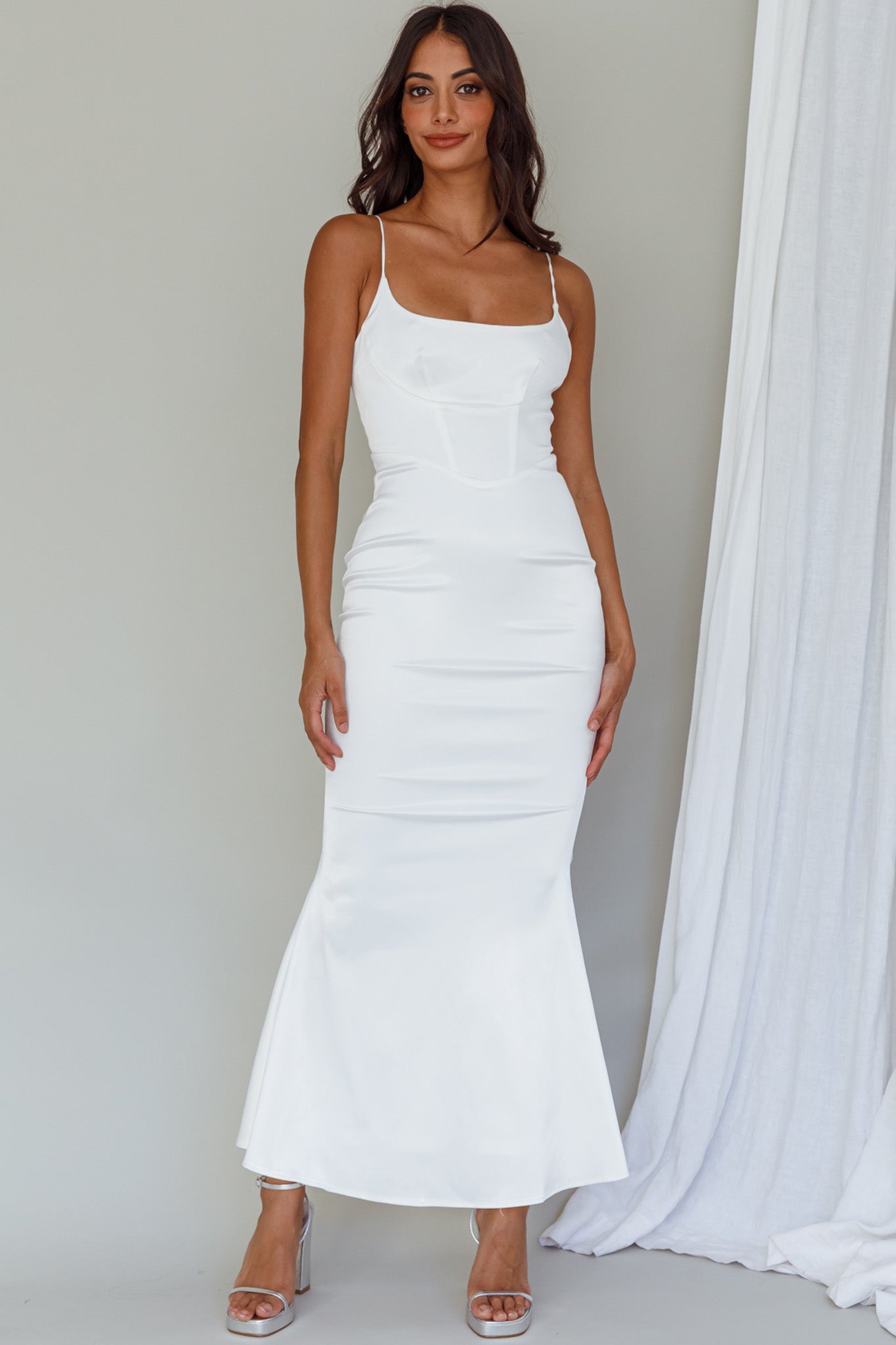 Moon Rising Mermaid Maxi Dress White Moon Rising Mermaid Maxi Dress White