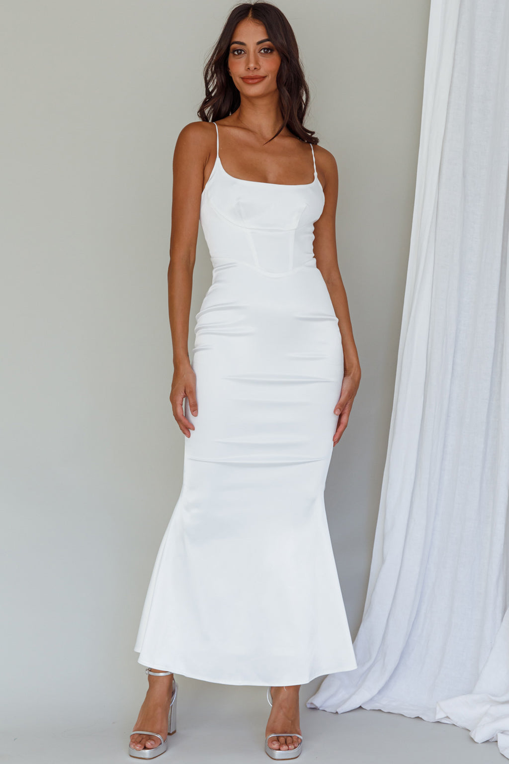 Moon Rising Mermaid Maxi Dress White by Selfie Leslie