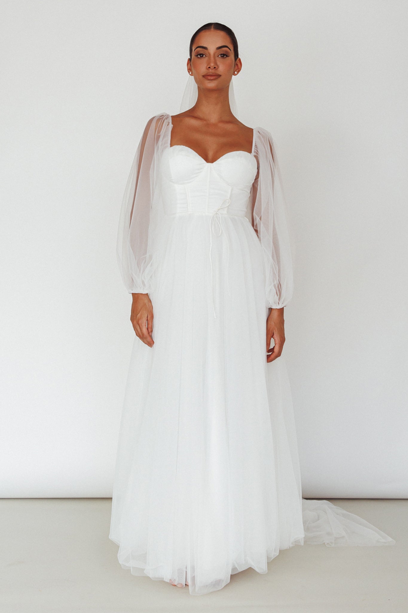 Fairytale Dream Sheer Sleeve Maxi Dress White by Selfie Leslie