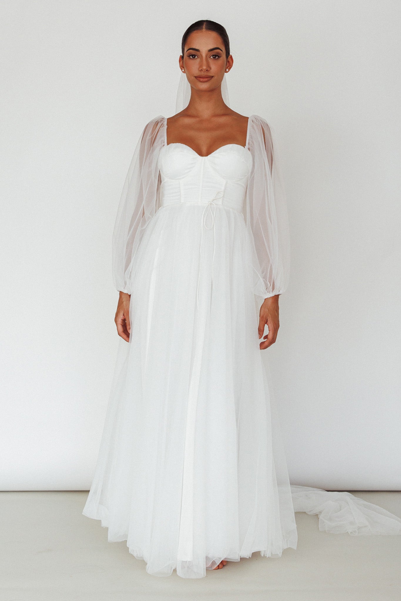 white sheer dress plus size Dripcurv Elegant White Plus Size Fitted Dress With Sheer Sleeves And Textured Dotted Pattern For Women Fall