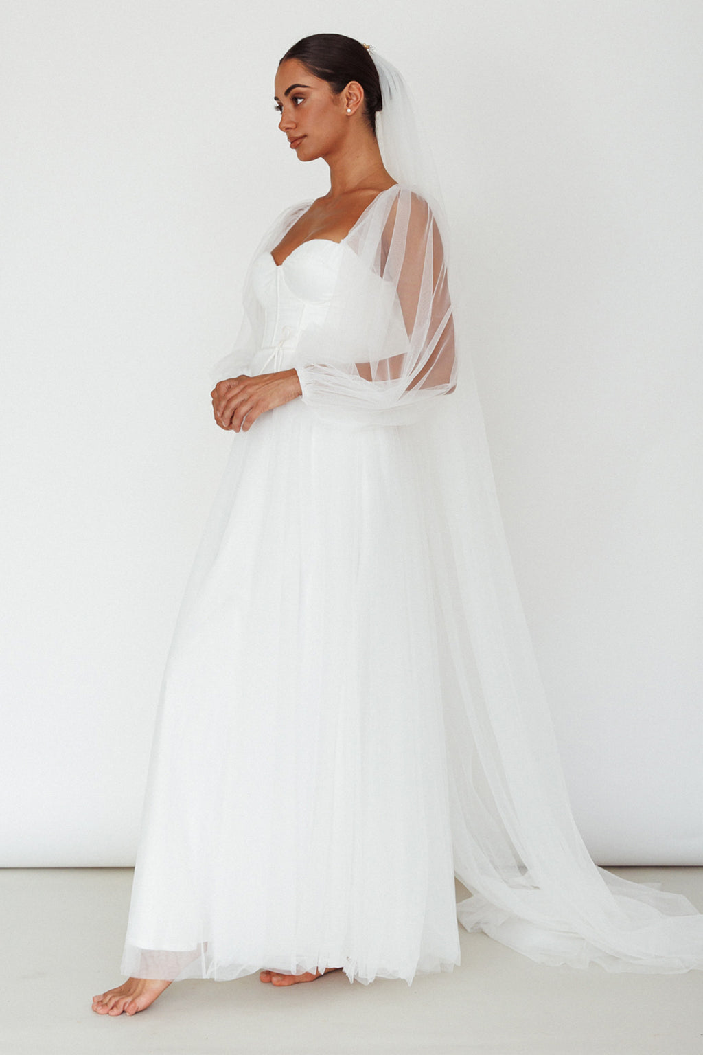 Fairytale Dream Sheer Sleeve Maxi Dress White by Selfie Leslie