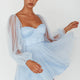 Fairytale Dream Sheer Sleeve Mini Dress Blue