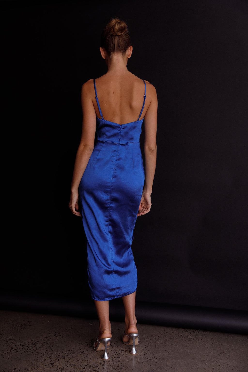 Fantasy Structured Bodice Ruched Midi Dress Cobalt Blue by Selfie Leslie