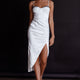 Fantasy Structured Bodice Ruched Midi Dress White