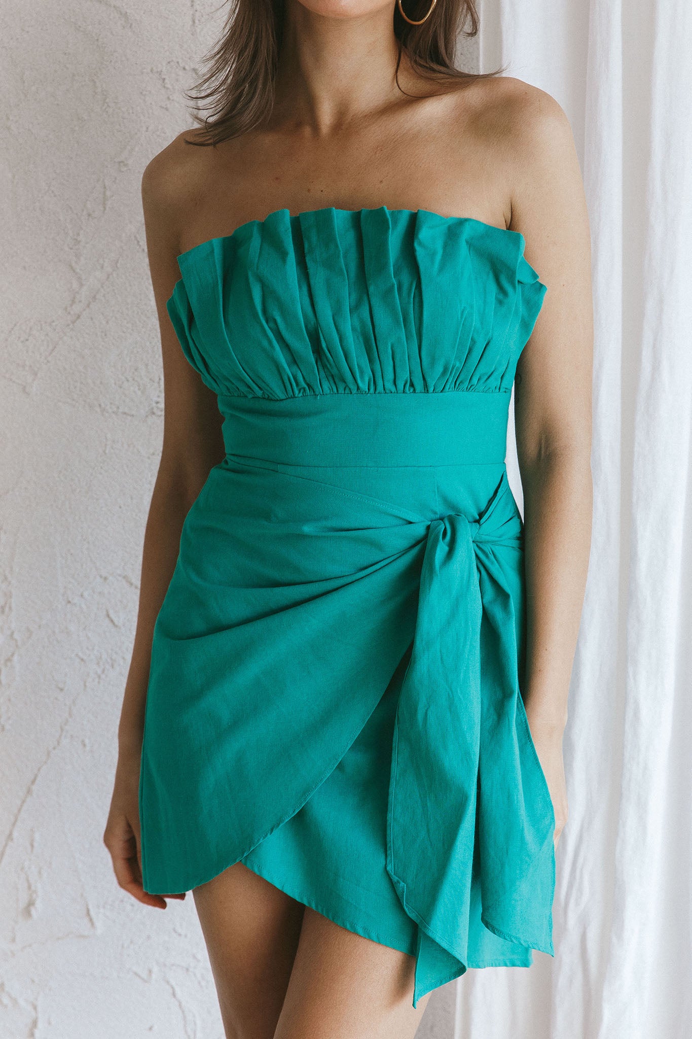 Sunkissed Faux Wrap Mini Dress Green by Selfie Leslie