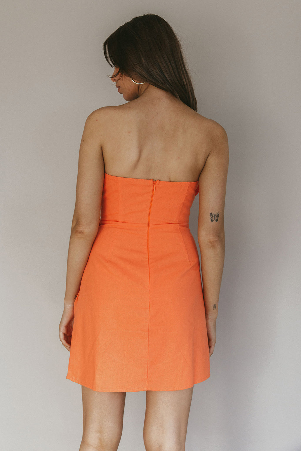 Sunkissed Faux Wrap Mini Dress Orange by Selfie Leslie