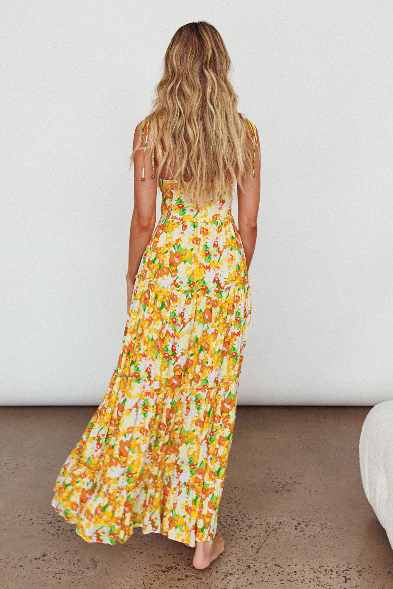 strapless open back dress Kinlee Lace-Up Bodice Maxi Dress Floral Orange– Selfie Leslie