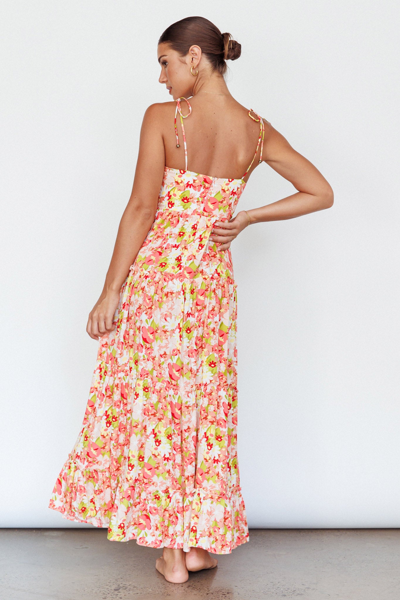 Kinlee Lace-Up Bodice Maxi Dress Floral Pink– Selfie Leslie