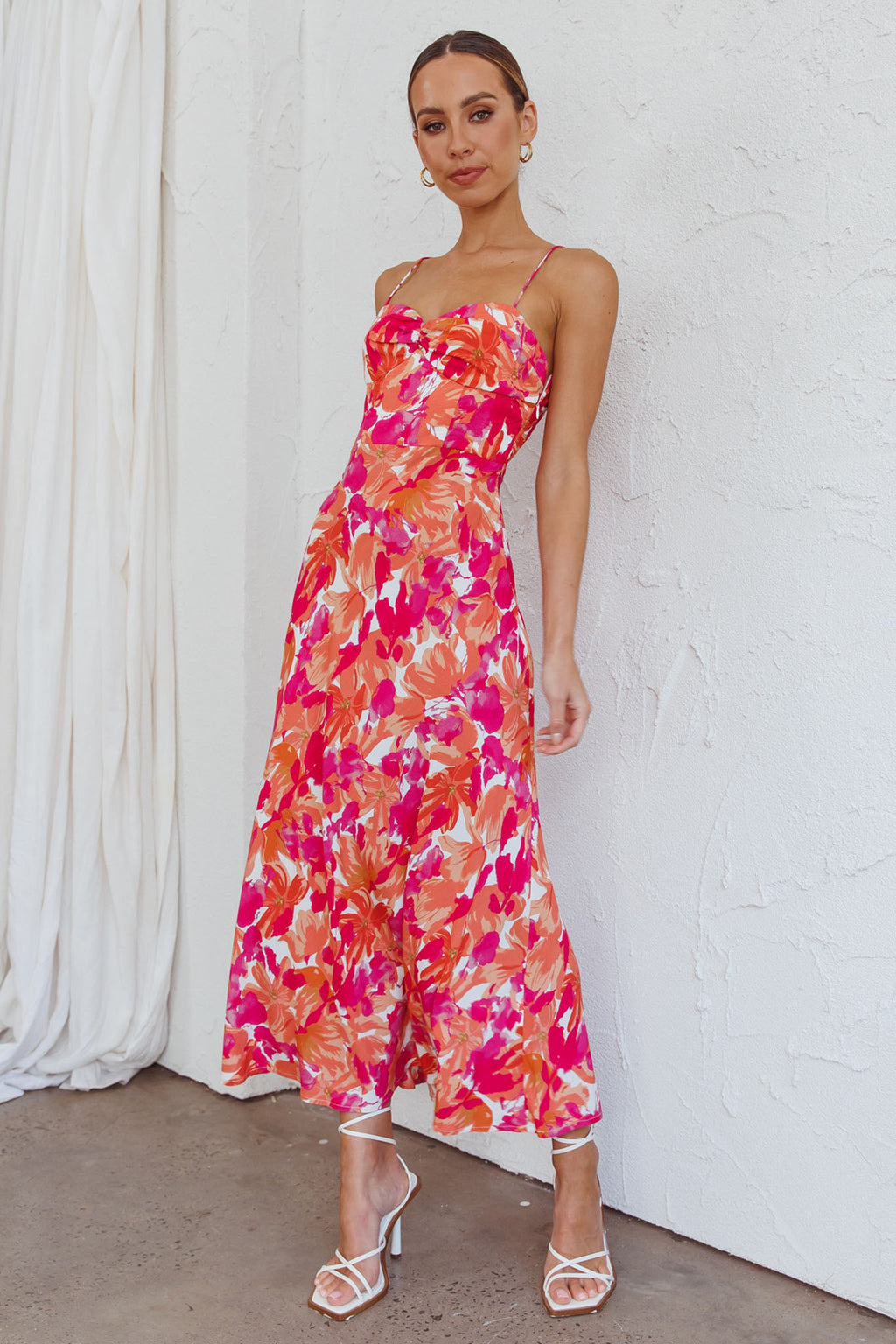 Golden Sands Cami Strap Maxi Dress Floral Red by Selfie Leslie