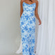 Janaina Tie-Up Back Maxi Dress Floral Blue